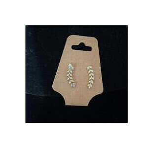 Diamonique x Lisa Freede Curved Leaf Earrings, $60, Gold Tone, J11